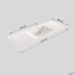 Badkamermeubel Solid Surface BWS Stockholm 120x46 Cm Midden Wood Washed Oak (0 Kraangaten) -Geberiter Meubels Geschaft wastafel midden 120 cm tech 15