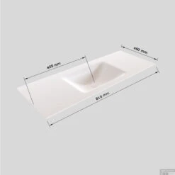 Badkamermeubel Solid Surface BWS Stockholm 80x46 Cm Mat Wit (met 1 Kraangat) -Geberiter Meubels Geschaft wastafel midden 80 cm tech 23