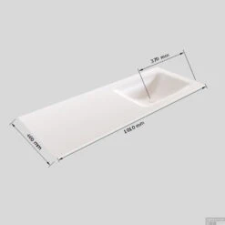 Badkamermeubel Solid Surface BWS Oslo 100x46 Cm Rechts Wood Dark Brown (0 Kraangaten) -Geberiter Meubels Geschaft wastafel rechts 100 cm tech 6