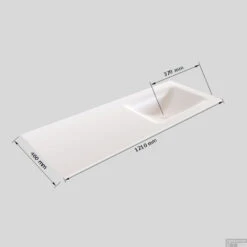 Badkamermeubel Solid Surface BWS Oslo 120x46 Cm Rechts Mat Wit (met 1 Kraangat) -Geberiter Meubels Geschaft wastafel rechts 120 cm tech 10