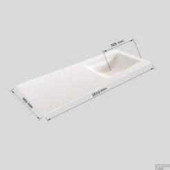 Badkamermeubel Solid Surface BWS Stockholm 120x46 Cm Rechts Wood Dark Brown 4 Laden (met 1 Kraangat) -Geberiter Meubels Geschaft wastafel rechts 120 cm 4 lades tech 19