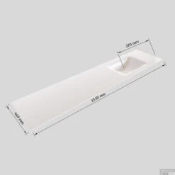 Badkamermeubel Solid Surface BWS Oslo 150x46 Cm Rechts Mat Wit (zonder Kraangaten) -Geberiter Meubels Geschaft wastafel rechts 150 cm tech 7