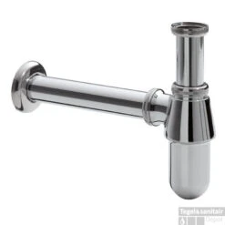 Wiesbaden Standaard Bekersifon Rond Incl Muurbuis En Rozet. Chroom